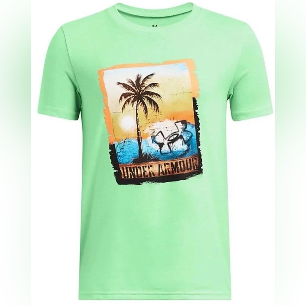 NWT Under Armour Boys In The Shade Short Sleeve Logo T-Shirt~Bright Green~YL~$20